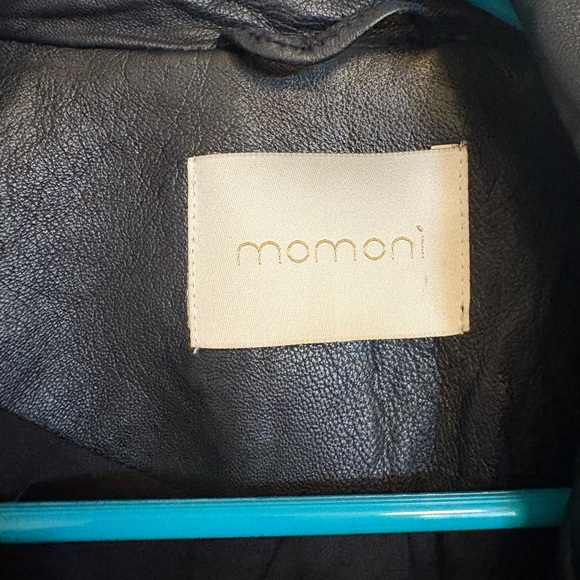 Momoni Black Leather Jacket for Women - Picture 3 of 4